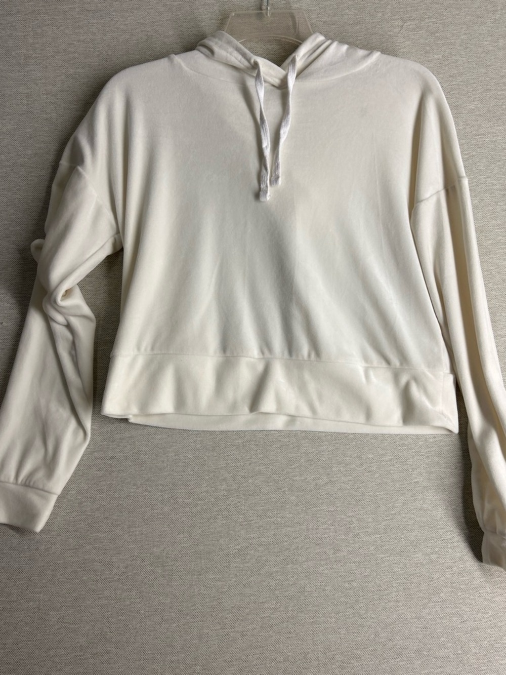 Women's Cream Hoodie Cropped Pullover
